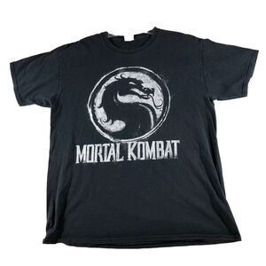 Vintage Mortal Kombat 90's Game Promo Black and White T-shirt Sz L Y2K Gaming